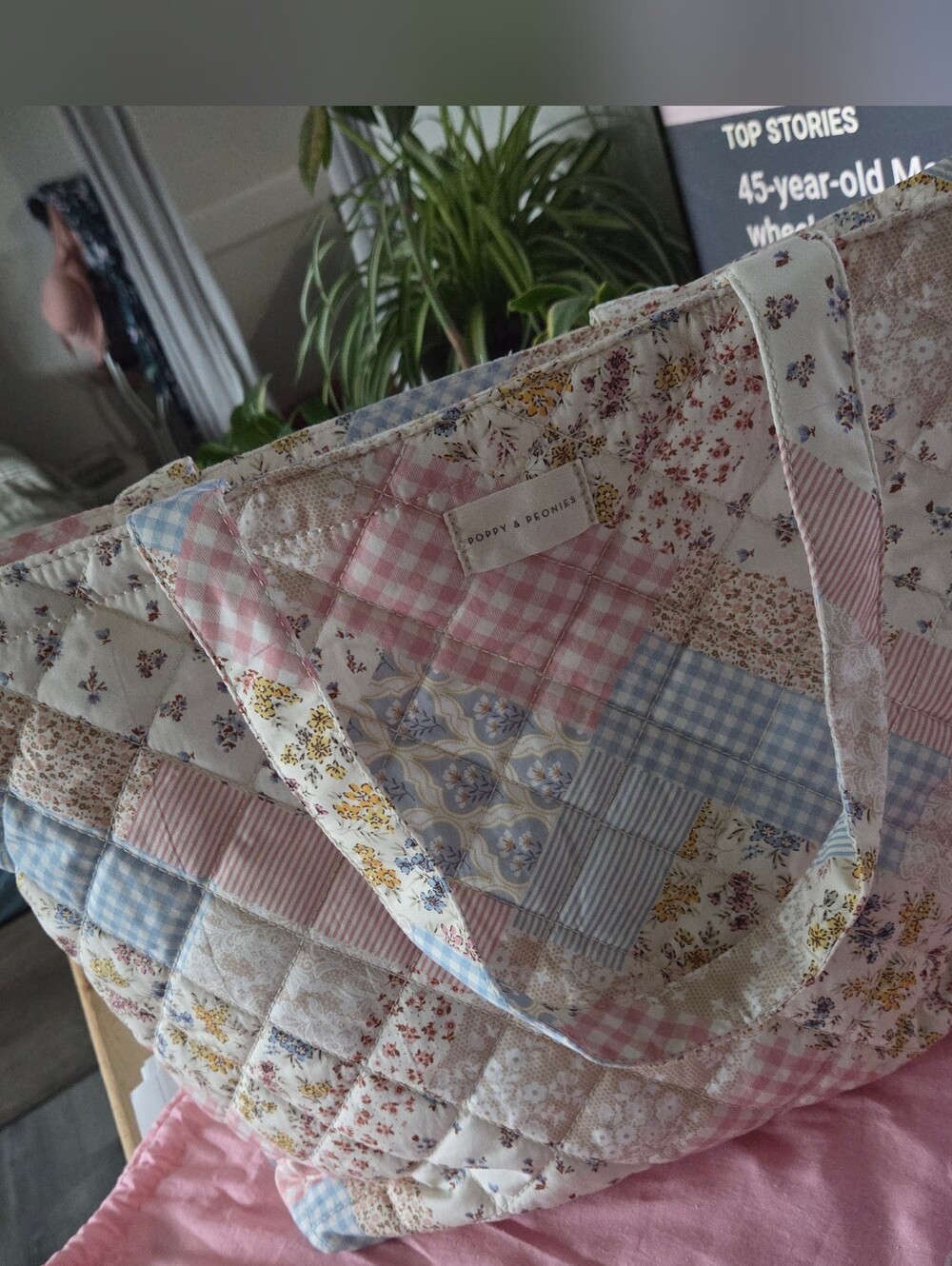 Poppy & Peonies Pink Patchwork Quilted Tote - Spring 2026 Picnic Collection